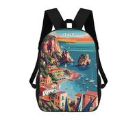 sinyumoney 3D Printed Italys Vibrant Coast Children's 17inch School Backpack for Kids High Capacity Travel Rucksacks Fashion Book Bags Kids School Bag