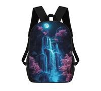 sinyumoney 3D Printed Japan Neon Cherry Blossom School Backpack With Big Pockets for Kids Children's Backpacks Boy Girl Book Bags Kids School Bag 17inch