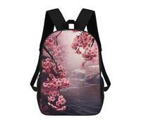 sinyumoney 3D Printed Japan Sakura Flower School Bag Boys Girls Children's 17inch Backpack School Backpack Casual Fashion Backpack for in School Or Travel