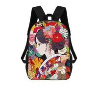 sinyumoney 3D Printed Japanese Art Kimono Girl School Book Bags Fashion Kids Large Capacity Backpack Children School Bag Travel Rucksacks 17inch