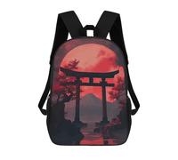 sinyumoney 3D Printed Japanese Gate Under Red Mo School Bags Kids Backpacks Casual Fashion Backpacks Book Bags for Boys Elementary And Middle School Students 17inch