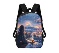 sinyumoney 3D Printed Japanese Girl with Tea School Backpack With Big Pockets for Kids, Children's Backpacks Book Bags Kids School Bag 17inch