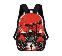 sinyumoney 3D Printed Japanese Landscape with Torii Gate Children Backpacks Kids Cute School Backpack Outdoor Casual Daypack for Boys Middle School Students 17inch