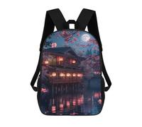 sinyumoney 3D Printed Japanese Lanterns Night Scene School Backpack Book 17inch Bags Fashion Backpacks Large Capacity Backpack Children Travel Rucksacks