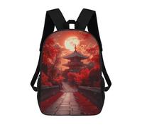 sinyumoney 3D Printed Japanese Pagoda Sunset School Book Bags Fashion Kids Large Capacity Backpack Children School Bag Travel Rucksacks 17inch