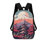 sinyumoney 3D Printed Japanese Pagoda with Mount Fuji School Backpack for Kids Children's 17inch Backpacks Boy Girl Book Bags Kids School Bag