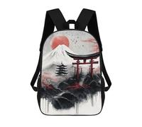 sinyumoney 3D Printed Japanese Scenery Ink Wash School Bag Boys Girls Children's 17inch Backpack School Backpack Casual Fashion Backpack for in School Or Travel