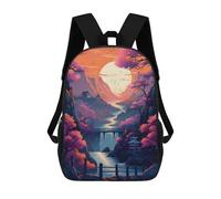 sinyumoney 3D Printed Japanese Sunset 01 Children Backpacks Kids Cute School Backpack Outdoor Casual Daypack for Boys Middle School Students 17inch