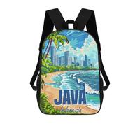 sinyumoney 3D Printed Java Island Indonesia School Backpack With Big Pockets for Kids Children's Backpacks Boy Girl Book Bags Kids School Bag 17inch