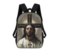 sinyumoney 3D Printed Jesus Christ School Backpack With Big Pockets for Kids, Children's Backpacks Book Bags Kids School Bag 17inch