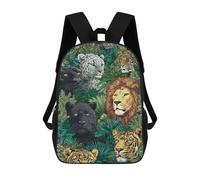 sinyumoney 3D Printed Jungle Animal Wallpaper Mural Children School Backpack Fashion Rucksack Casual Travel 17inch Backpacks Large Capacity Daypack for Boys Girls