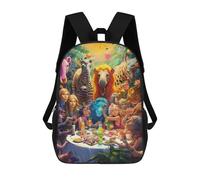 sinyumoney 3D Printed Jungle Dinner Party School Backpack With Big Pockets for Kids Children's Backpacks Boy Girl Book Bags Kids School Bag 17inch