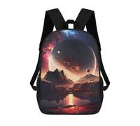 sinyumoney 3D Printed Jupiter Mountain Lake Children's 17inch School Backpack for Kids High Capacity Travel Rucksacks Fashion Book Bags Kids School Bag
