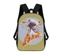 sinyumoney 3D Printed KANAGAWA PIZZA Children Backpacks Kids Cute School Backpack Outdoor Casual Daypack for Boys Middle School Students 17inch