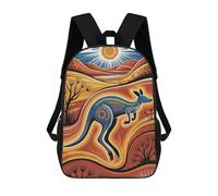 sinyumoney 3D Printed Kangaroo in Australian Outback Illustration School Bags Kids Backpacks Casual Fashion Backpacks Book Bags for Boys Elementary And Middle School Students 17inch