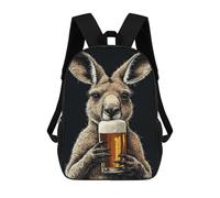 sinyumoney 3D Printed Kangaroo with Beer School Backpack Book 17inch Bags Fashion Backpacks Large Capacity Backpack Children Travel Rucksacks