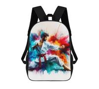 sinyumoney 3D Printed Karate Fighter in Color Burst School Book Bags Fashion Kids Large Capacity Backpack Children School Bag Travel Rucksacks 17inch