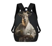 sinyumoney 3D Printed Karate Goat Children's 17inch School Backpack for Kids High Capacity Travel Rucksacks Fashion Book Bags Kids School Bag