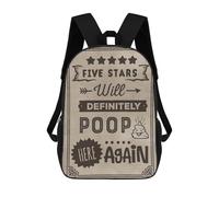 sinyumoney 3D Printed Kids School Backpack 5 Star Poop Here Again Backpacks Fashion Casual Children Backpacks Outdoor Casual Daypack Cute Travel Bags 17inch