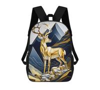 sinyumoney 3D Printed Kids School Backpack Abstract Gold Deer Children School Bag Travel Rucksacks Fashion Book Bags Large Capacity Backpack 17inch