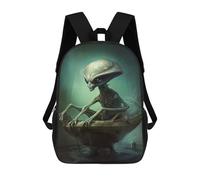sinyumoney 3D Printed Kids School Backpack Alien Art Children School Bag Travel Rucksacks Fashion Book Bags Large Capacity Backpack 17inch