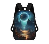 sinyumoney 3D Printed Kids School Backpack Alien Space Landscape Children School Bag Travel Rucksacks Fashion Book Bags Large Capacity Backpack 17inch