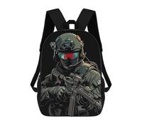 sinyumoney 3D Printed Kids School Backpack American Soldier with Rifle Backpacks Fashion Casual Children Backpacks Outdoor Casual Daypack Cute Travel Bags 17inch
