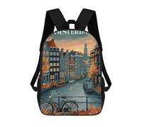 sinyumoney 3D Printed Kids School Backpack Amsterdam Canal Sunset Children School Bag Travel Rucksacks Fashion Book Bags Large Capacity Backpack 17inch