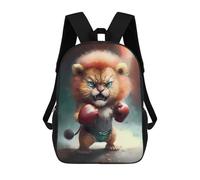 sinyumoney 3D Printed Kids School Backpack Angry Lion Cub Boxer Backpacks Fashion Casual Children Backpacks Outdoor Casual Daypack Cute Travel Bags 17inch