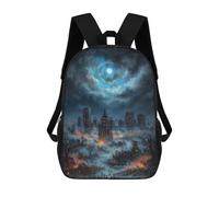 sinyumoney 3D Printed Kids School Backpack Apocalyptic Cityscape Under A Swirling Sky Children School Bag Travel Rucksacks Fashion Book Bags Large Capacity Backpack 17inch