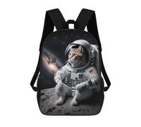 sinyumoney 3D Printed Kids School Backpack Astronaut Cat on The Moon -1 Children School Bag Travel Rucksacks Fashion Book Bags Large Capacity Backpack 17inch