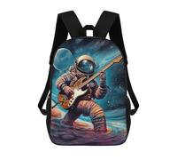 sinyumoney 3D Printed Kids School Backpack Astronaut Playing Guitar in Space -5 Backpacks Fashion Casual Children Backpacks Outdoor Casual Daypack Cute Travel Bags 17inch