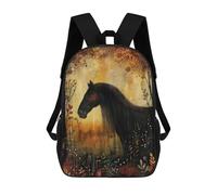 sinyumoney 3D Printed Kids School Backpack Autumn Horse Children School Bag Travel Rucksacks Fashion Book Bags Large Capacity Backpack 17inch