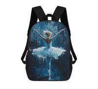 sinyumoney 3D Printed Kids School Backpack Ballet Dancer Wall Art Ballet Dancer in Blue Backpacks Fashion Casual Children Backpacks Outdoor Casual Daypack Cute Travel Bags 17inch
