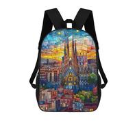 sinyumoney 3D Printed Kids School Backpack Barcelona Sunset Mosaic Children School Bag Travel Rucksacks Fashion Book Bags Large Capacity Backpack 17inch