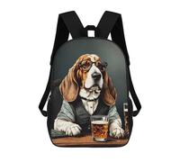 sinyumoney 3D Printed Kids School Backpack Basset Hound Beer Glass Children School Bag Travel Rucksacks Fashion Book Bags Large Capacity Backpack 17inch