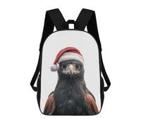 sinyumoney 3D Printed Kids School Backpack Black And Chestnut Eagle with Santa Hat Backpacks Fashion Casual Children Backpacks Outdoor Casual Daypack Cute Travel Bags 17inch