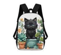 sinyumoney 3D Printed Kids School Backpack Black Cat Illustration Children School Bag Travel Rucksacks Fashion Book Bags Large Capacity Backpack 17inch