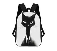 sinyumoney 3D Printed Kids School Backpack Black Cat in Suit Illustration Backpacks Fashion Casual Children Backpacks Outdoor Casual Daypack Cute Travel Bags 17inch