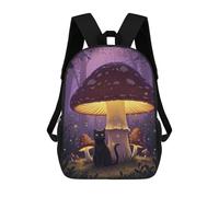 sinyumoney 3D Printed Kids School Backpack Black Cat Under A Mushroom Backpacks Fashion Casual Children Backpacks Outdoor Casual Daypack Cute Travel Bags 17inch