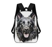 sinyumoney 3D Printed Kids School Backpack Black German Shepherd Portrait Backpacks Fashion Casual Children Backpacks Outdoor Casual Daypack Cute Travel Bags 17inch