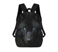 sinyumoney 3D Printed Kids School Backpack Black Wolf Portrait Children School Bag Travel Rucksacks Fashion Book Bags Large Capacity Backpack 17inch