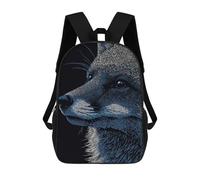 sinyumoney 3D Printed Kids School Backpack Blue Fox Portrait Children School Bag Travel Rucksacks Fashion Book Bags Large Capacity Backpack 17inch