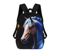 sinyumoney 3D Printed Kids School Backpack Blue Light Horse Children School Bag Travel Rucksacks Fashion Book Bags Large Capacity Backpack 17inch