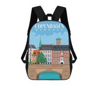 sinyumoney 3D Printed Kids School Backpack Bridge And City Copenhagen Backpacks Fashion Casual Children Backpacks Outdoor Casual Daypack Cute Travel Bags 17inch