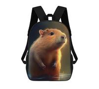 sinyumoney 3D Printed Kids School Backpack Capybara Illustration Children School Bag Travel Rucksacks Fashion Book Bags Large Capacity Backpack 17inch