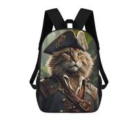 sinyumoney 3D Printed Kids School Backpack Cat Funny Pirates Children School Bag Travel Rucksacks Fashion Book Bags Large Capacity Backpack 17inch