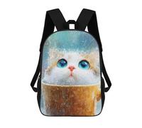 sinyumoney 3D Printed Kids School Backpack Cat in A Cup on Rainy Day Backpacks Fashion Casual Children Backpacks Outdoor Casual Daypack Cute Travel Bags 17inch