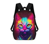 sinyumoney 3D Printed Kids School Backpack Cat Watercolors Children School Bag Travel Rucksacks Fashion Book Bags Large Capacity Backpack 17inch