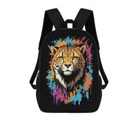 sinyumoney 3D Printed Kids School Backpack Cheetah Head Graffiti Backpacks Fashion Casual Children Backpacks Outdoor Casual Daypack Cute Travel Bags 17inch